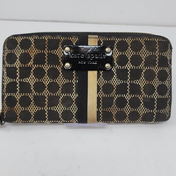 Kate Spade Geometric Accordion Zip Wallet, Brown/Tan - Picture 1 of 8